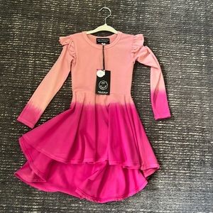 Girls dip dye pink dress with ruffle by wee monster